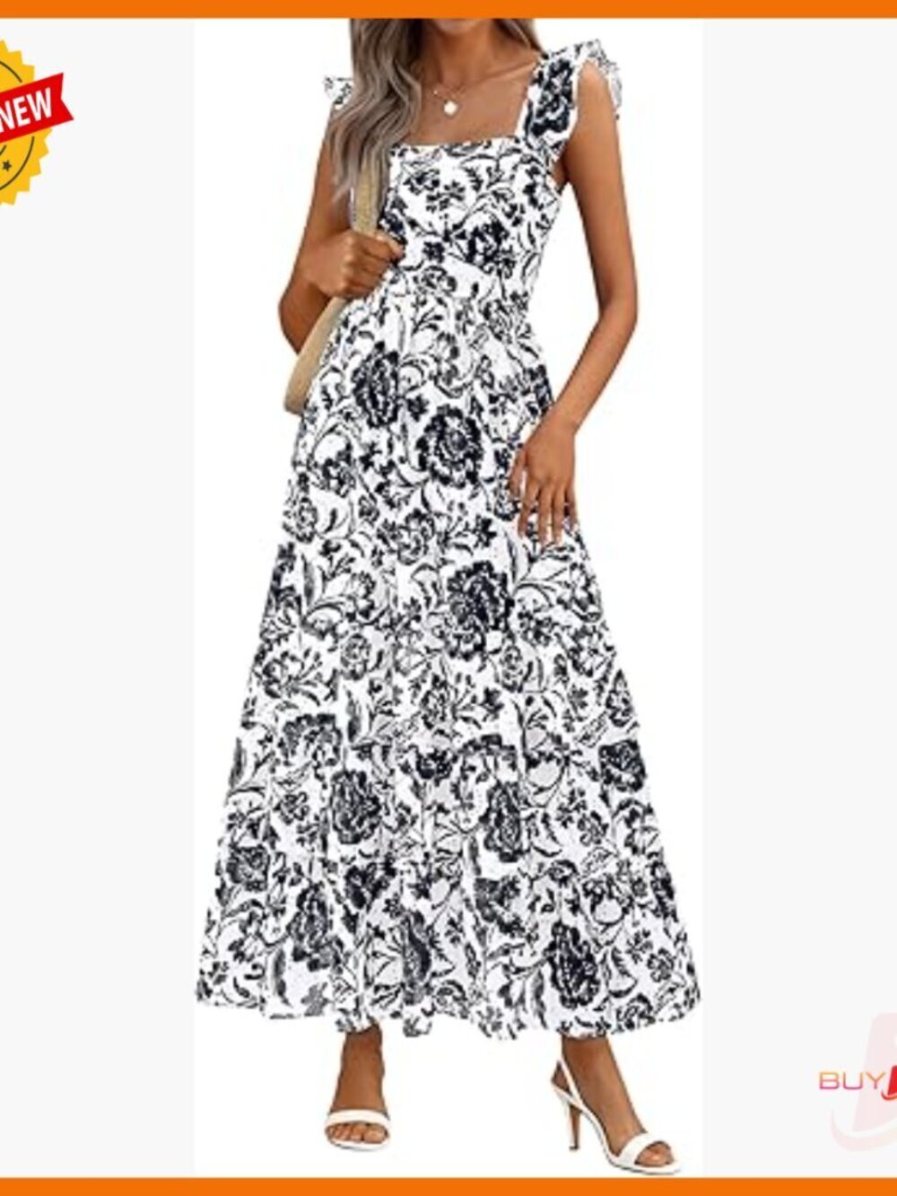 Sleeveless Floral Maxi Dress with Pockets, Boho Wedding Guest Dress